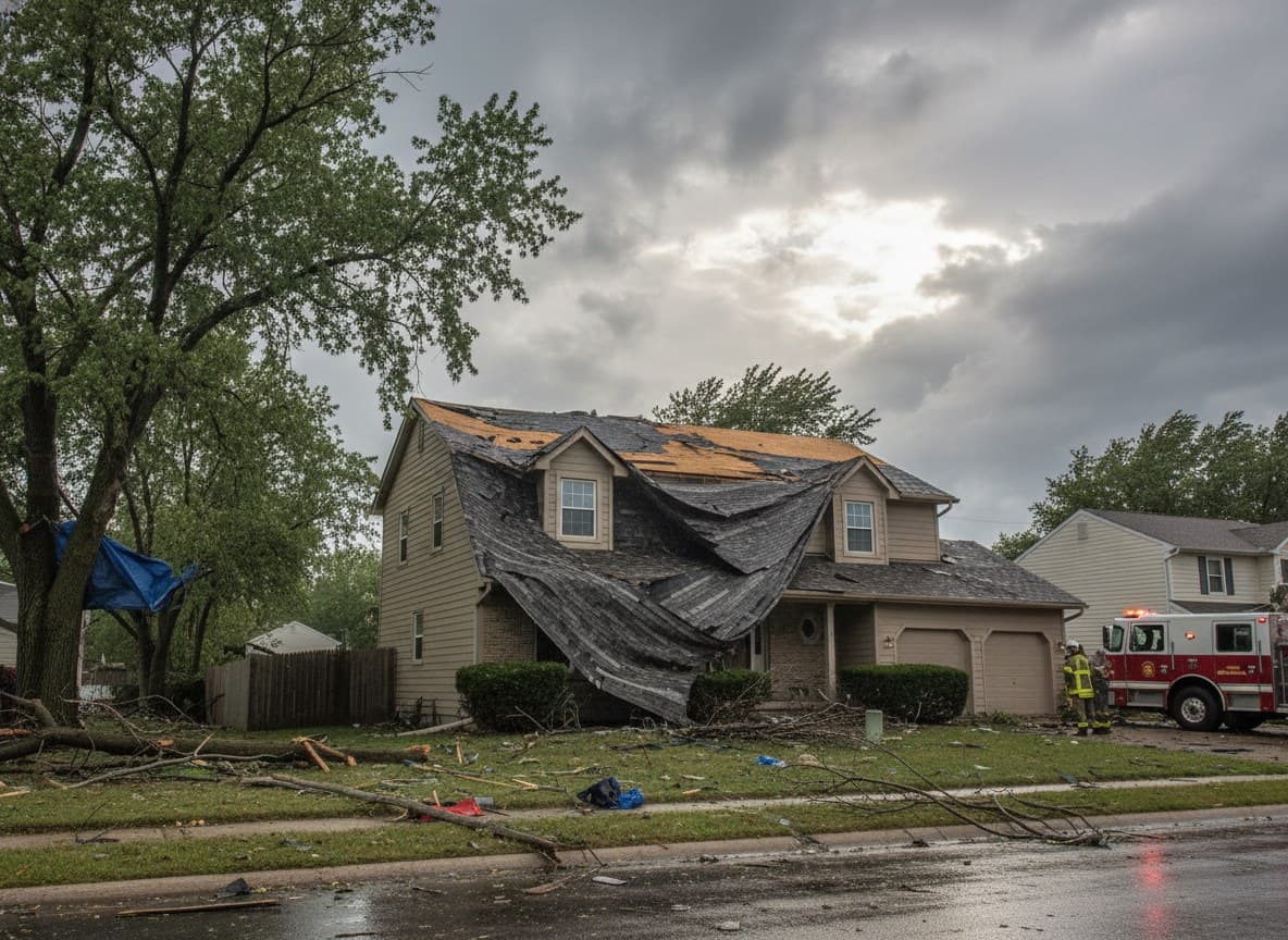 Shingles peeled back by wind after a Sterling Heights storm