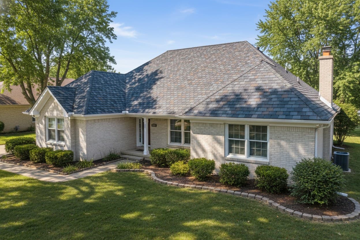 Home reroofed with dimensional architectural shingles in rich color