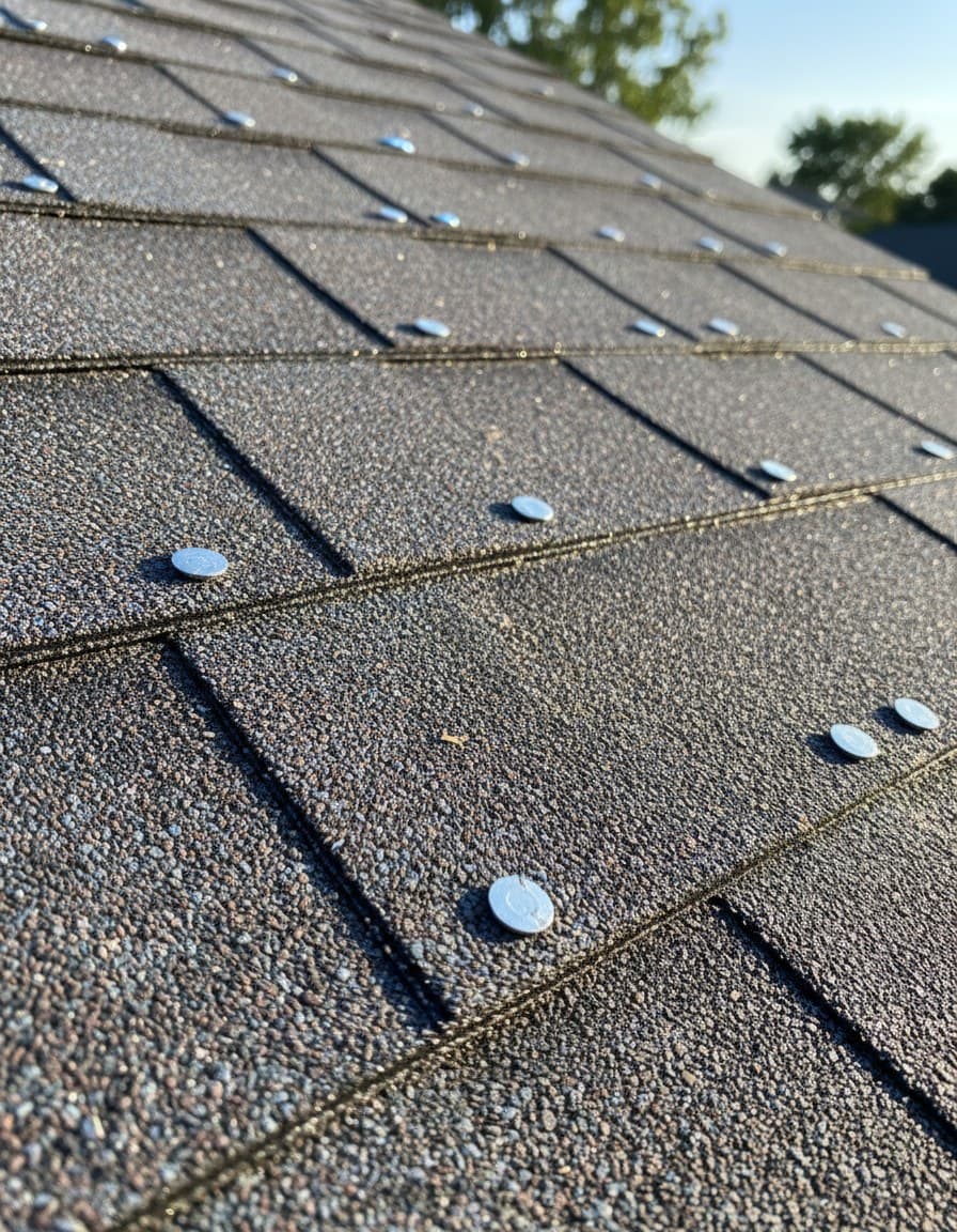 Architectural laminate shingles nailed on a Sterling Heights roof